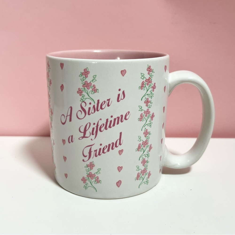 Vintage retro pastel cottagecore pink rose sister friend mug